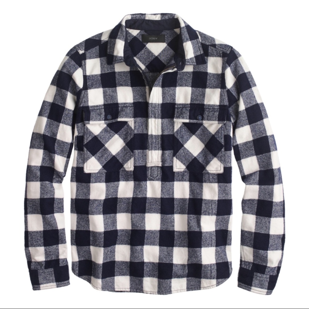 JCrew buffalo check shirt jacket in navy, sz M